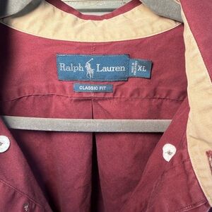 Ralph Lauren Burgundy 100% Cotton Classic Fit Shirt